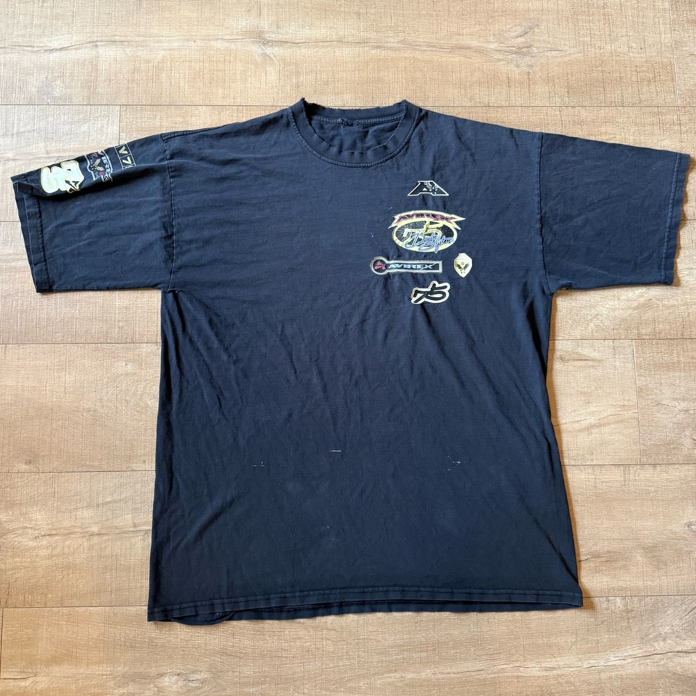 Y2K Avirex Denim system Tshirt Distressed Destroyed Grunge Indie Estimated XL
